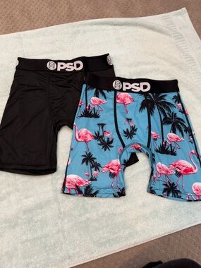 NEW PSD Flamingo Print Boxer Briefs & Black Boxer Set - Blue/Pink/Black
